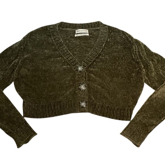 Urban Outfitters Maura Cropped Cardigan Green Size XS Boho Coachella Designer - Picture 3 of 6